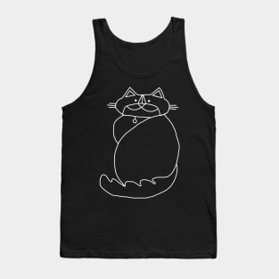 Kevin the Cat White Line Drawing Tank Top